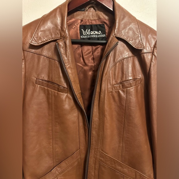Wilson’s Women’s Vintage 100% Genuine Leather Zip Up Jacket Pockets Brown - Picture 12 of 15